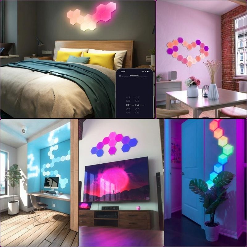 مصابيح الجدار الذكية السداسية LED RGB(6 قطع)