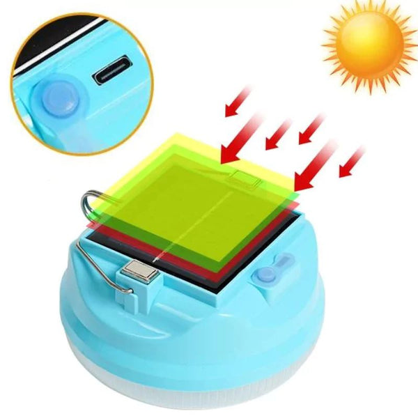 مصباح دائري يشحن بالطاقة الشمسية وكابل USB