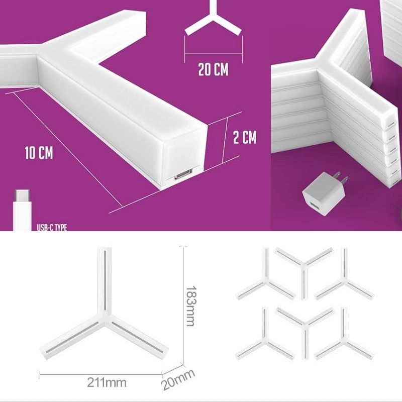 مصابيح الجدار الذكية LED RGB (Y)(7 قطع)