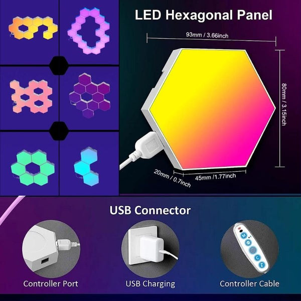 مصابيح الجدار الذكية السداسية LED RGB(6 قطع)