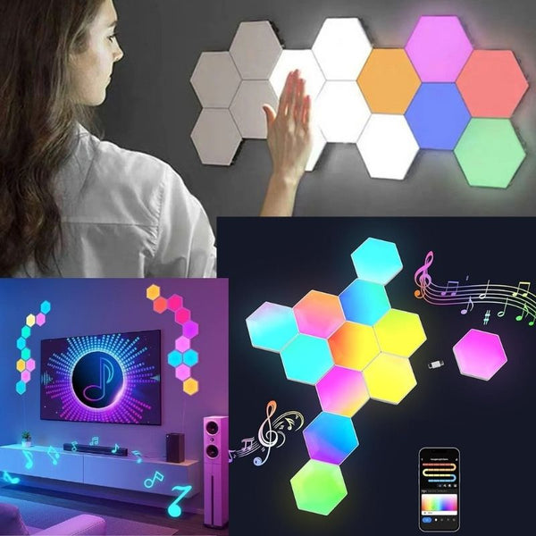 مصابيح الجدار الذكية السداسية LED RGB(6 قطع)